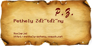 Pethely Zétény névjegykártya